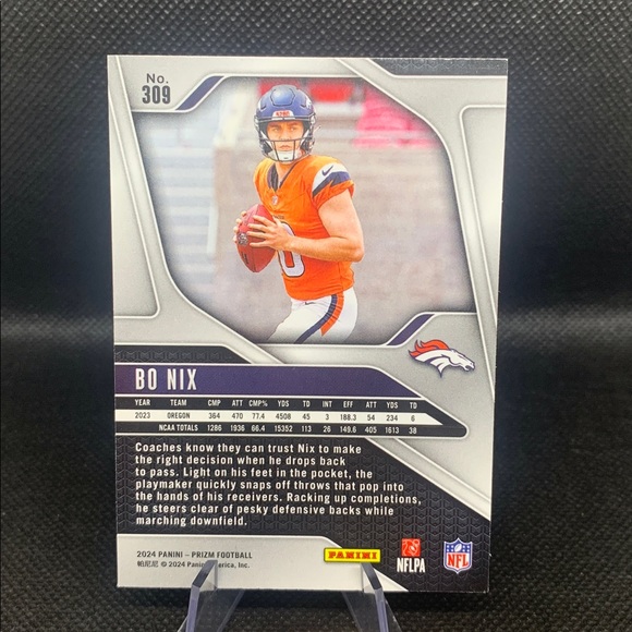 Bo Nix 2024 Panini Rookie Card Denver Broncos All Star QB Mint Condition in Case - Picture 4 of 4